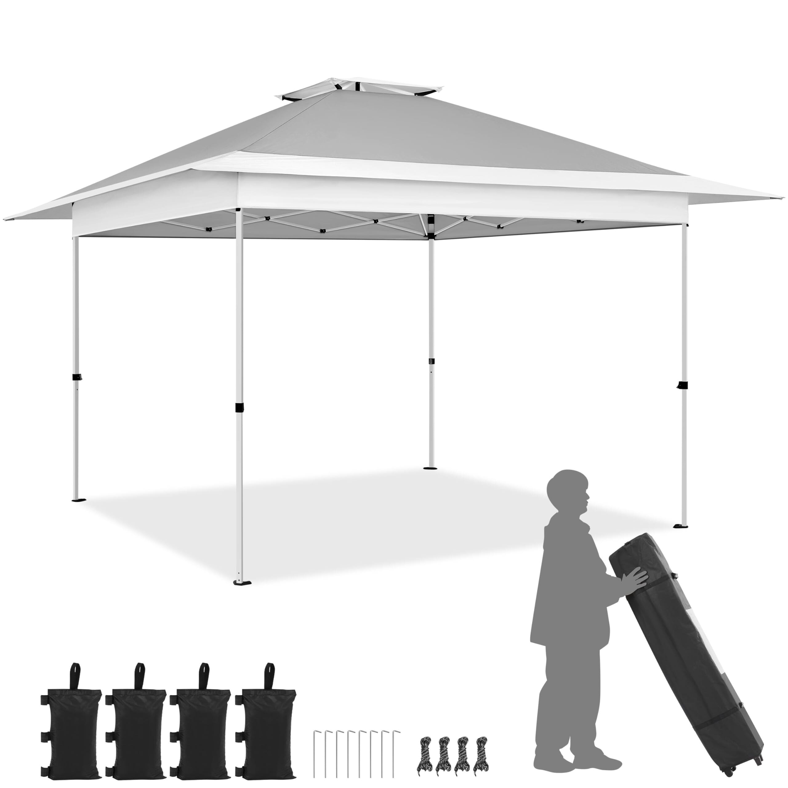 Topeakmart 13x13 FT Pop-Up Gazebo Canopy With Overhang & Sandbags – Outdoor Shelter