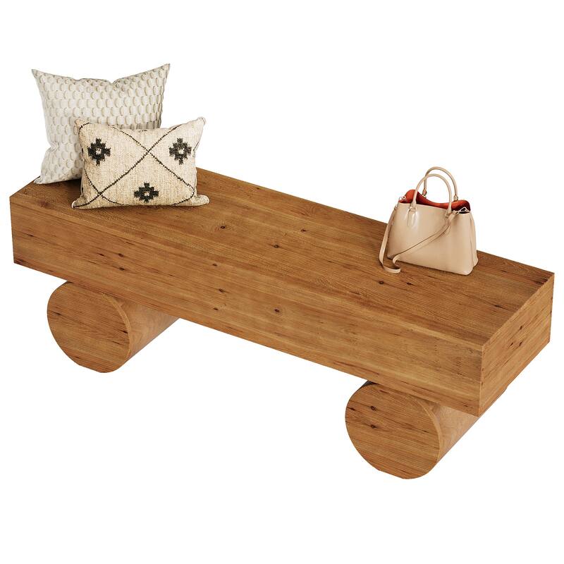 Farmhouse Solid Wood Entryway Bench, 59" End of Bed Bench for Bedroom - 15.7" D x 59" W x 18.8" H