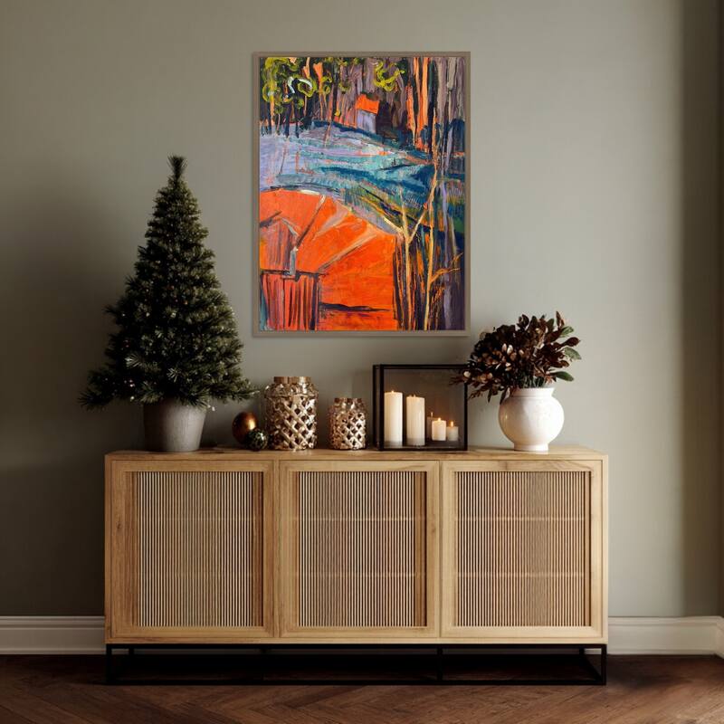 Cadmium Winter Solstice IV by Dorothy Fagan (23 x 30 in.), Framed Canvas Wall Art Print - Sylvie Dark Gold