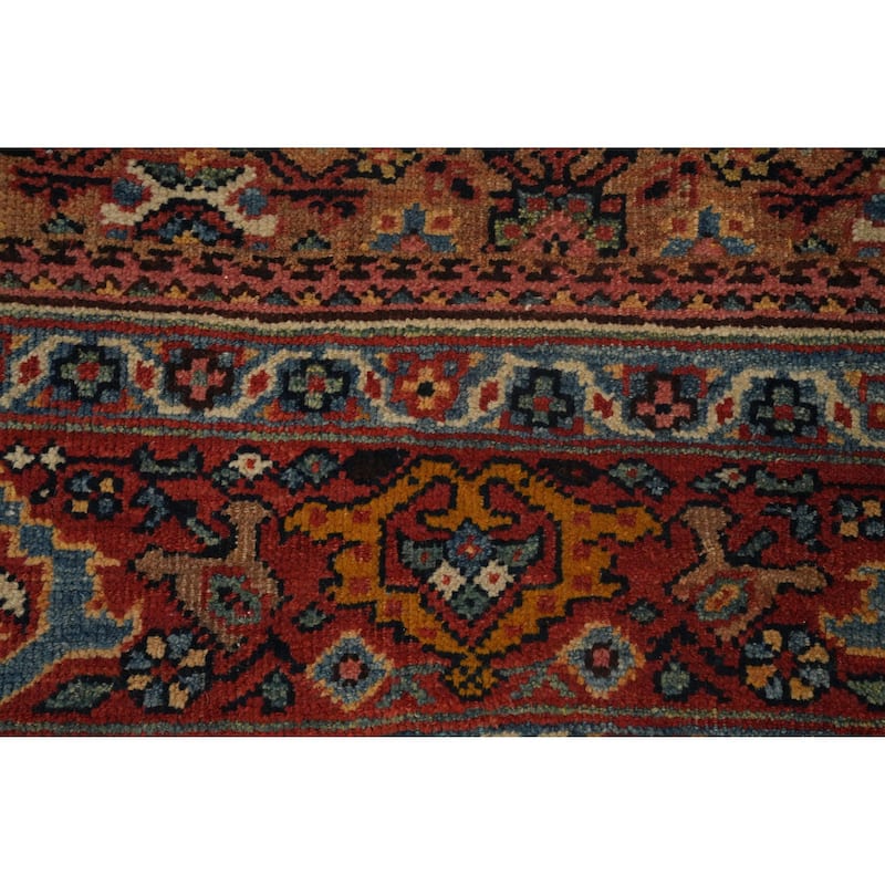 Hand Knotted Oriental 100% Wool Carpet Traditional Floral Brown Heriz Area Rug - 16' 9'' X 7' 9''