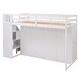 preview thumbnail 16 of 14, Loft Bed with Storage Shelves, Wardrobes, and Drawers, White