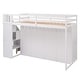 preview thumbnail 36 of 34, Stylish & Simple Functional Loft Bed with 3 Shelves, 2 Wardrobes and 2 Drawers, Ladder with Storage, No Box Spring Needed, Gray