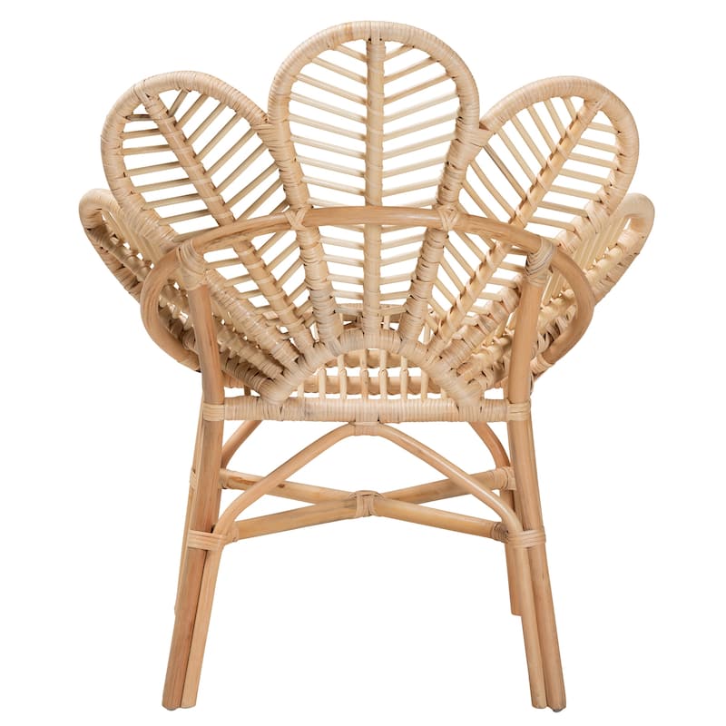 Bianca Modern Bohemian Natural Brown Rattan Flower Chair