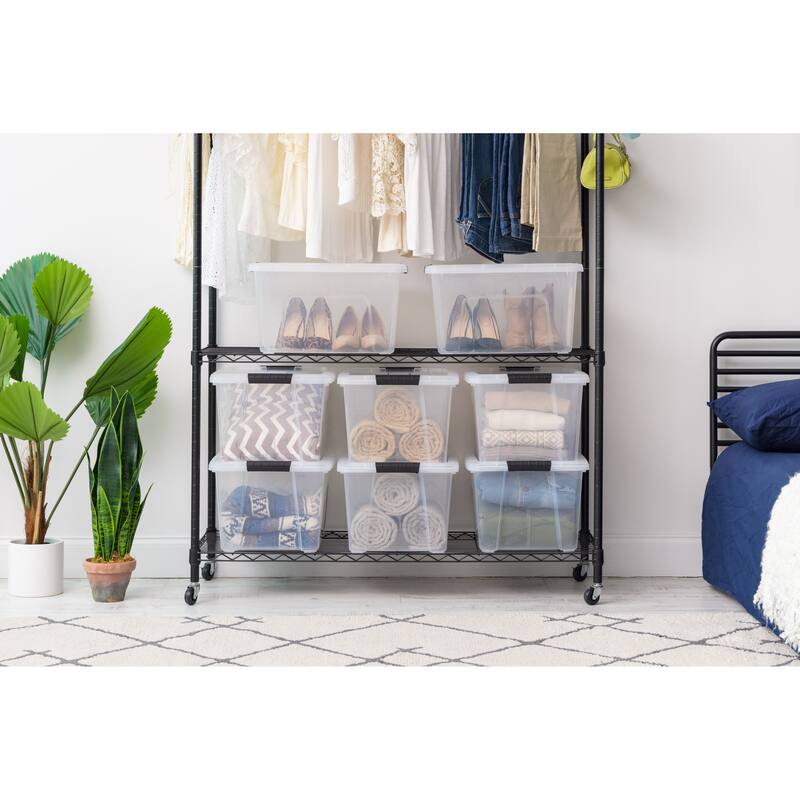 IRIS USA® Buckled Clear Box 32 Qt Buckle Lid - Clear - Set of 4