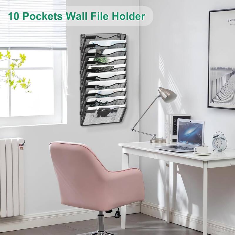 Hanging Wall File Holder, Paper Storage Organizer