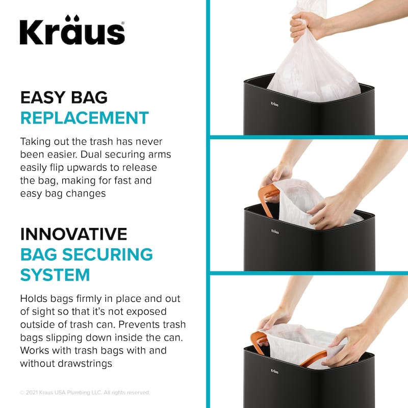 KRAUS GarbagePro Touchless Motion Sensor Stainless Steel Trash Can