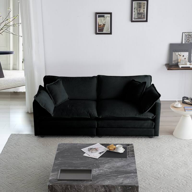 Cloud Chenille Upholstered Modular Sectional Sofa with DIY Combination Design