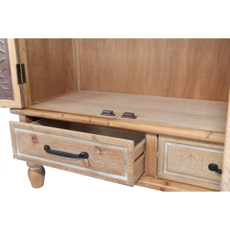 Rustic Accent Storage Cabinet with 3 Drawers & Adjustable Shelves, 4 Doors Sideboard Entryway Cabinet for Living Room Hallway