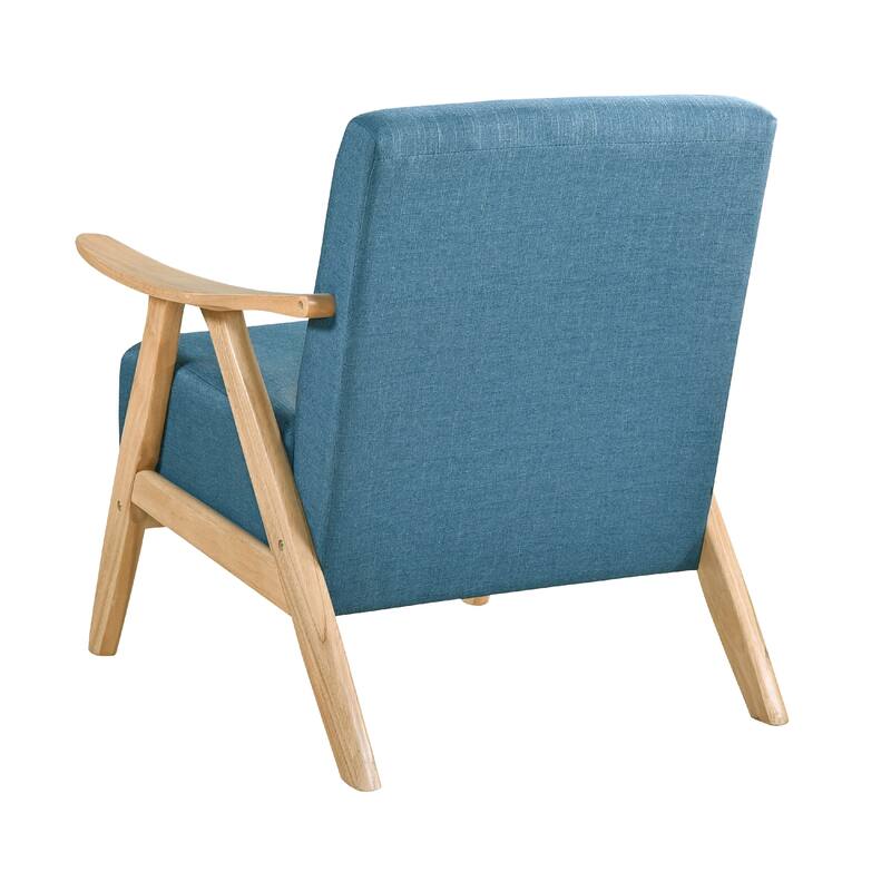 Indy Accent Club Armchair, Blue Textured, Solid Rubberwood Frame