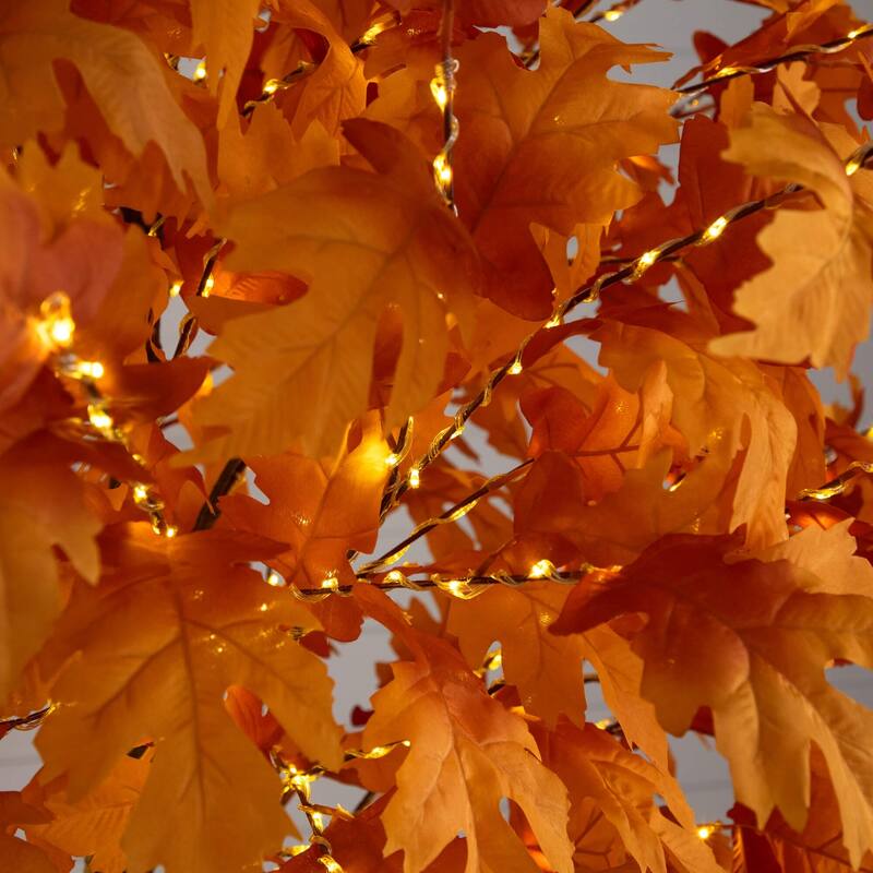 Pre-Lit Artificial Maple Autumn Fall Tree - 8' - Warm White LED Lights