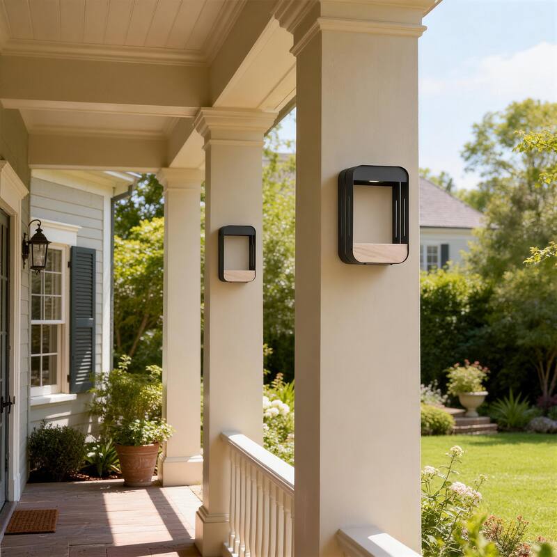 2 Pack Rectangle Frame Solar Integrated LED Sensor Outdoor Wall Light