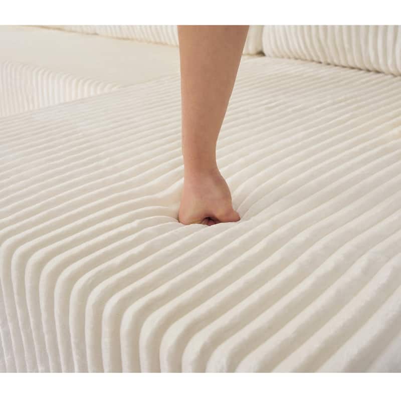 130" U-Shaped Corduroy Sectional Sofa with Cup Holders, No Assembly Required