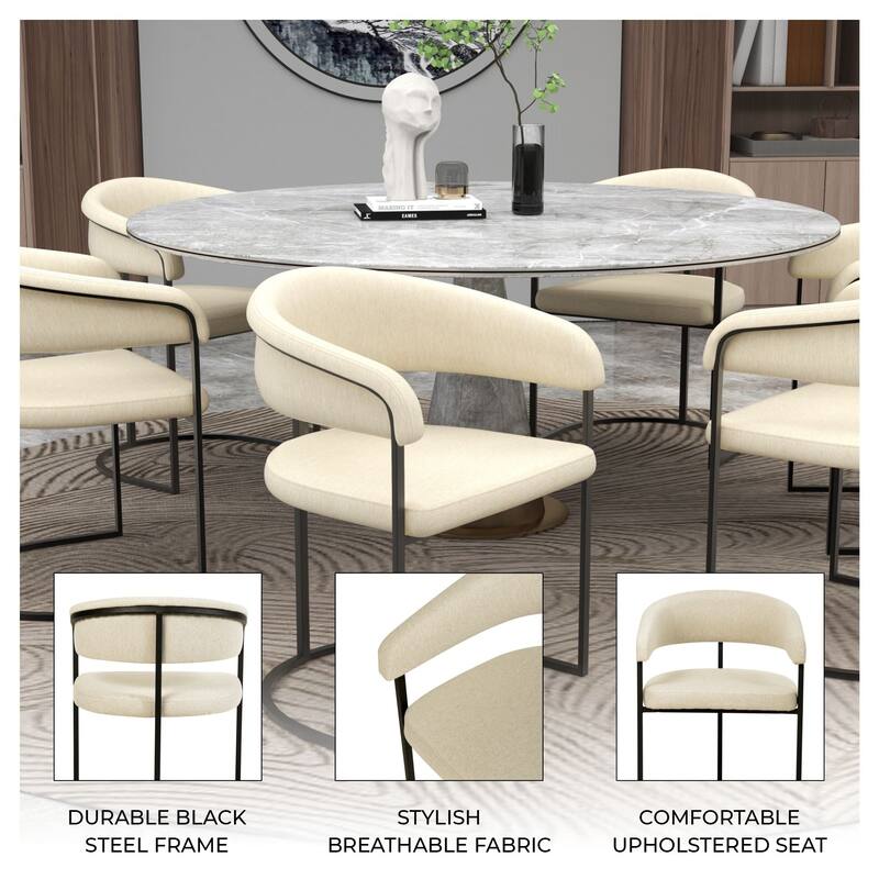 LeisureMod Aero Modern Upholstered Leather Dining Chair in Iron & Polyester, Accent Armchair for Home Kitchen Office