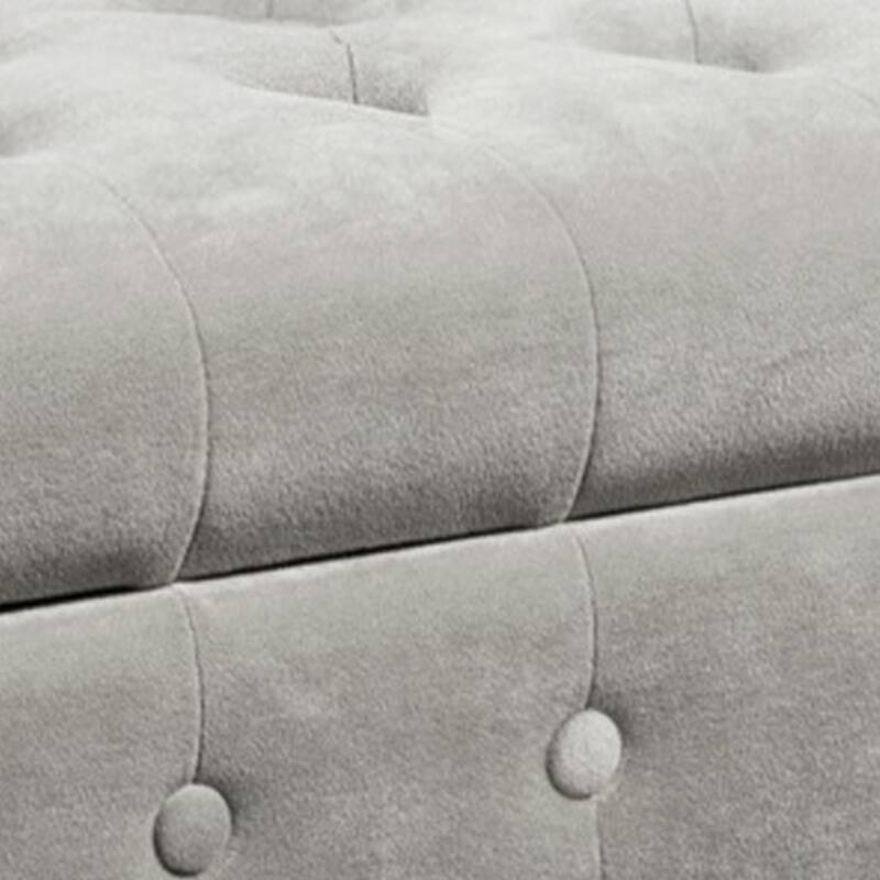 Velvet Upholstered Button Tufted Wooden Bench Settee With Hinged Storage - 23 H x 50 W x 18 L Inches