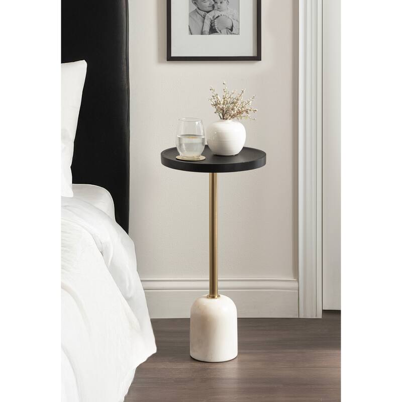 Kate and Laurel Shorrock Wood and Marble Side Table
