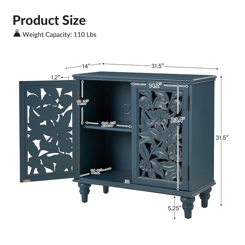 Alban Traditional 32"Tall 2 Hollow Door Accent Cabinet with LED light Set of 2 by HULALA HOME