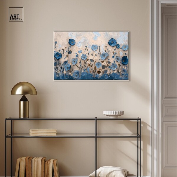 Cerulean Blue Flowers II Canvas Blue Floral Art by Art Remedy