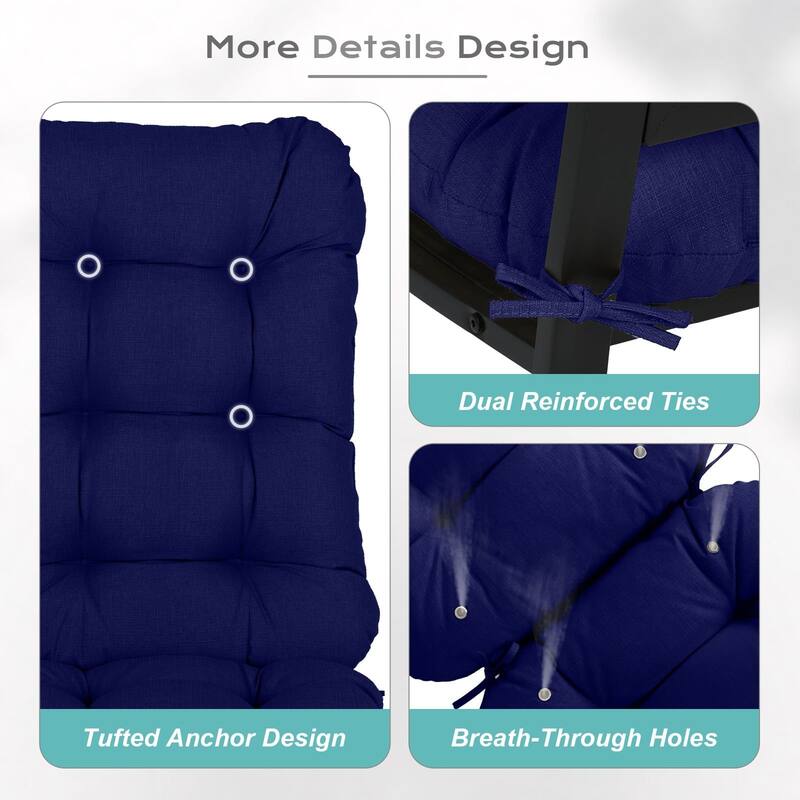 Aoodor Tufted Adirondack Chair Cushion Patio Rocking Chair Cushions Outdoor High Back Cushions with Ties