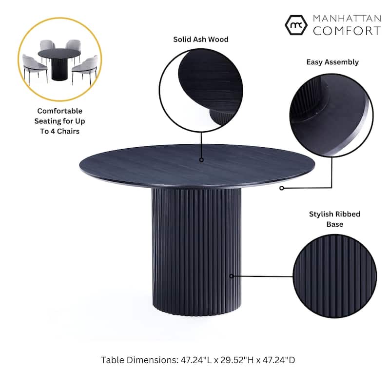 Manhattan Comfort Hathaway Modern 47.24 Solid Wood Round Dining Table