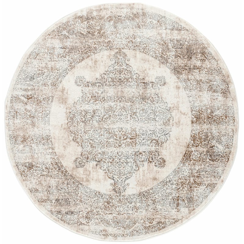 Omari Collection Cream/Grey Abstract Traditional Area Rug