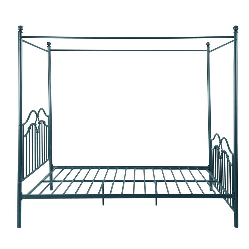 Christopher Knight Home - Voss Queen Iron Canopy Bed Frame with Four-Post Canopy Design