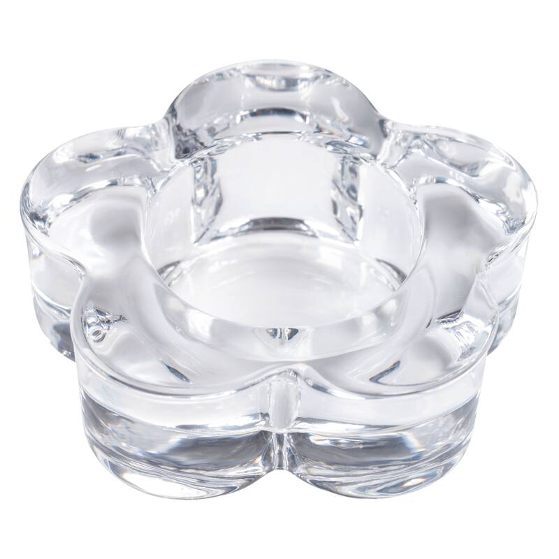 Glass Flower Tealight Holder - Clear