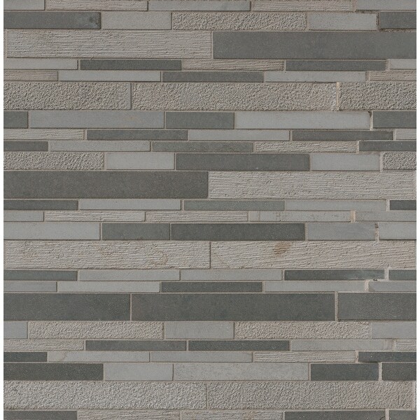 MSI SMOT-ILMF10MM 12" x 12" Linear Mosaic Sheet - Varied Stone Visual - Sold by Carton (10 SF/Carton) - Mystic Gray