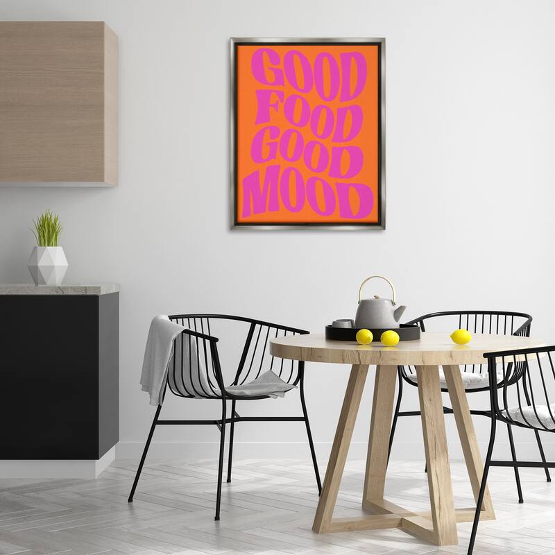 Stupell Good Food & Mood Framed Floater Canvas Wall Art Design By House of Lulu