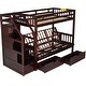 preview thumbnail 9 of 7, Twin over Full Bunk Bed with Staircase Drawers, Guardrails, and Solid Wood Support