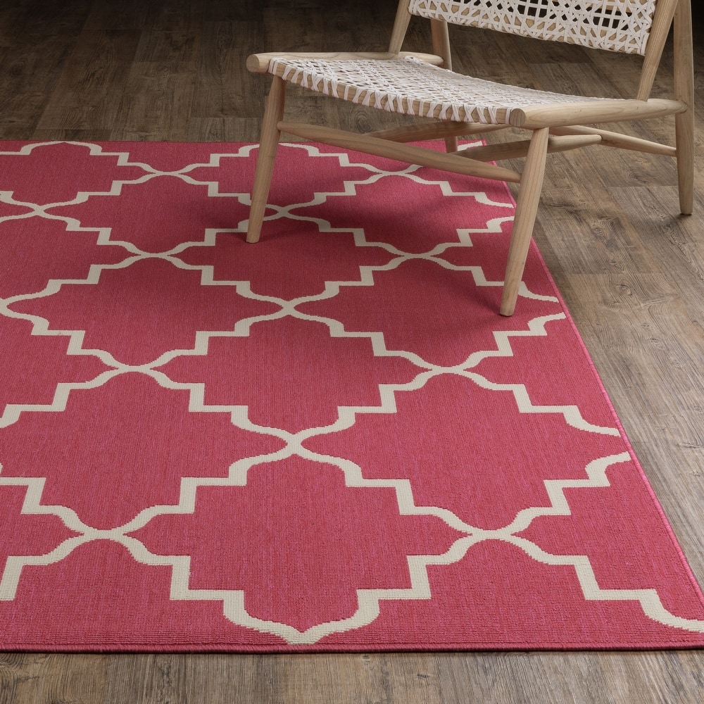 Harlowe Scalloped Lattice Pink/ Ivory Area Rug