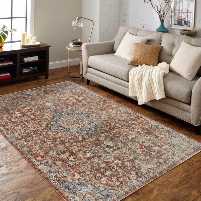 Stelios Collection Rust/Navy Transitional Area Rug