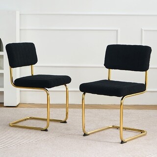 Teddy Dining Chair Set of 2 with Upholstered Back Accent Chair and C-Shaped Metal Legs Vanity Chair, Student Desk Chair