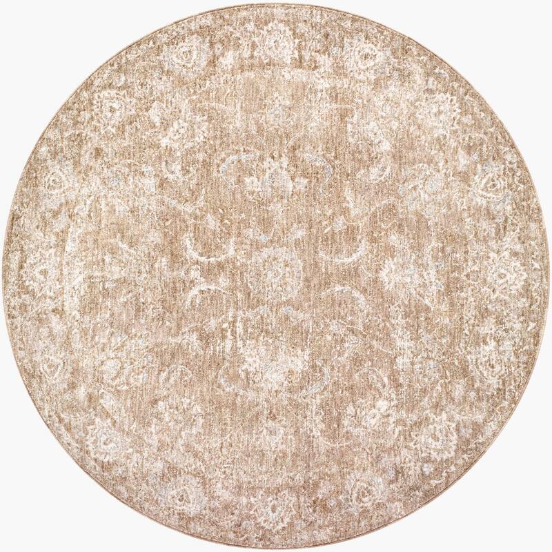 Livabliss Da Vinci Traditional Area Rug - 5'3" x 5'3" Round - Tan