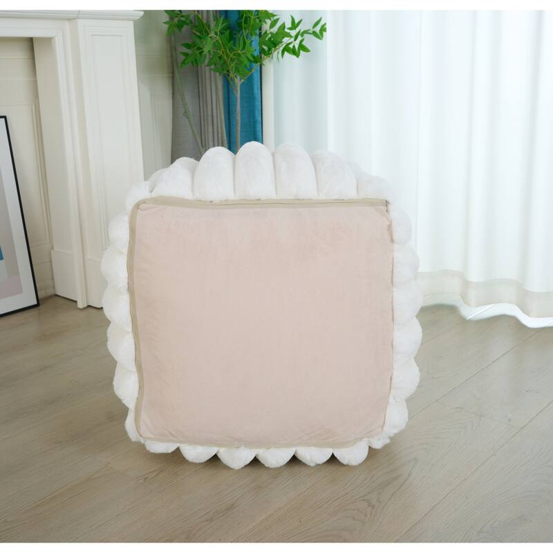 Madrid Collection Ultra Soft Ribbed Faux Fur Indoor Pouf