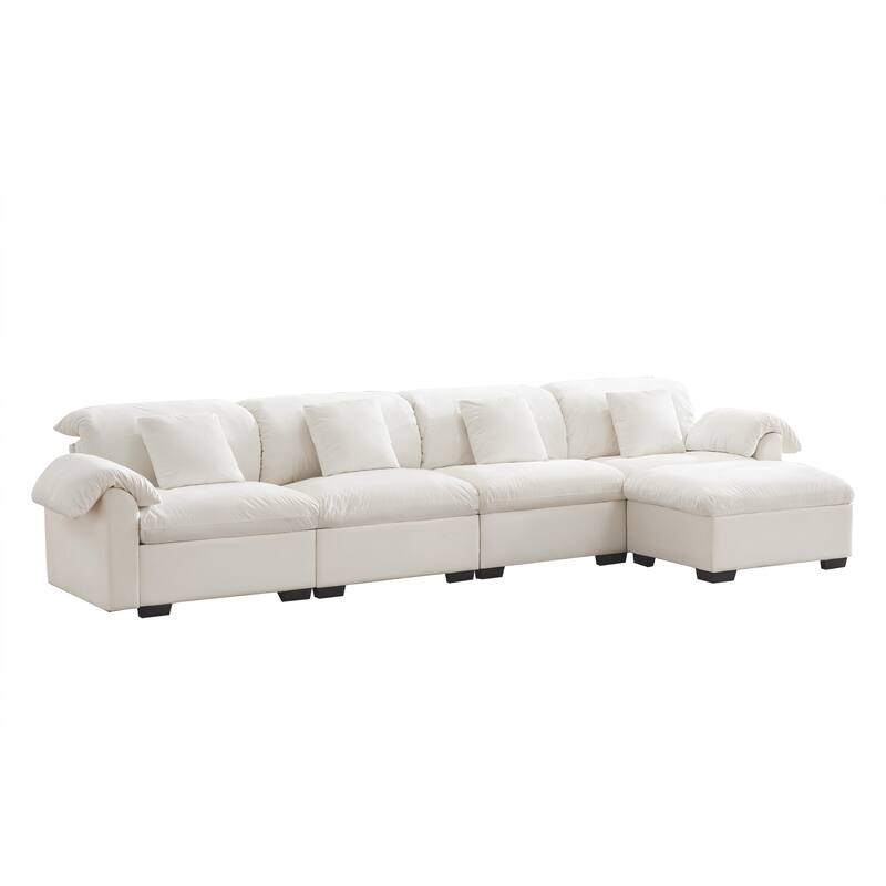 Large L-Shaped Deep Seat Modular Sofa with Storage Seats & 1 Storage Ottomans