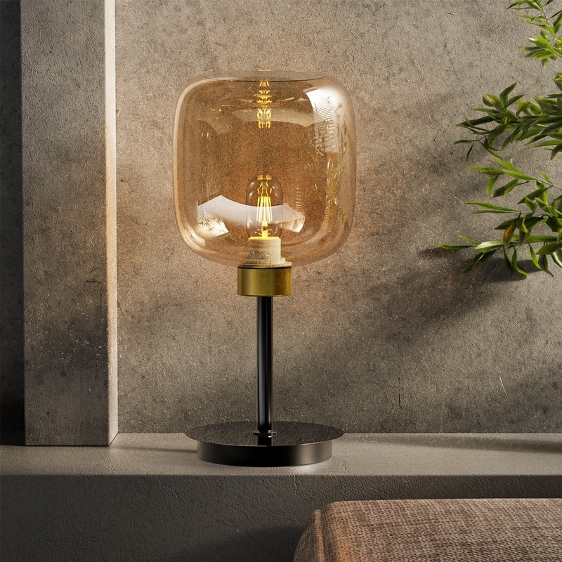 Bedside Table Lamp for Bedroom Glass Shade Bedside Lamps