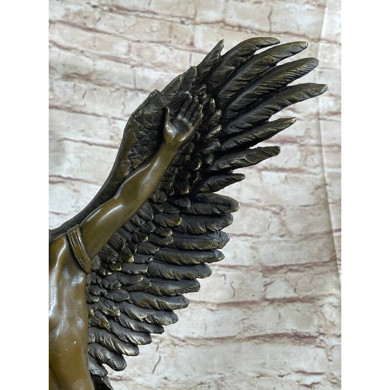 Winged Native American Indian Eagle Bird Art Legend Shaman Bronze Marble Base