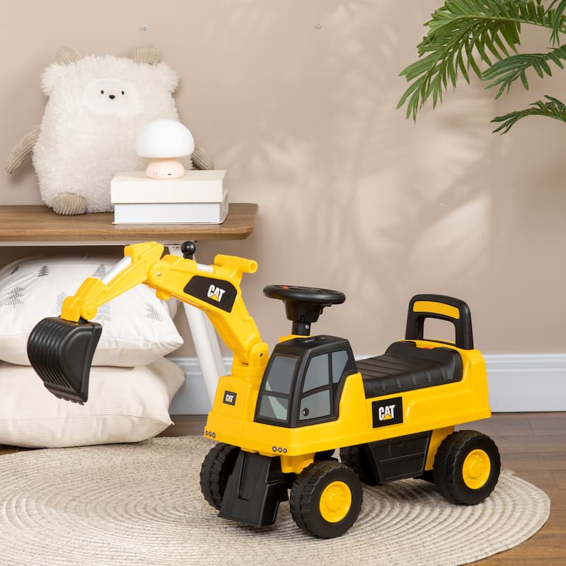 Licensed CAT Excavator Ride-On for Toddlers, Interactive Shovel, Stable Design, Comfortable Seat