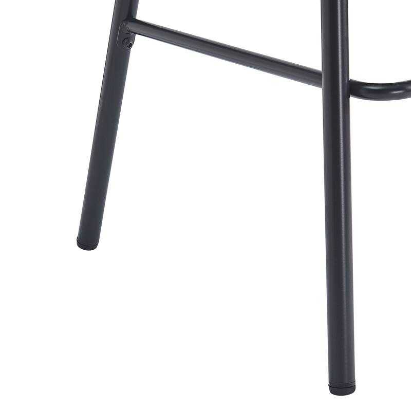 Faux Leather Upholstered Bar Stools Set of 2, Counter Stools with Wowen Rattan Backrest, Breakfast Bar Chairs with Footstool