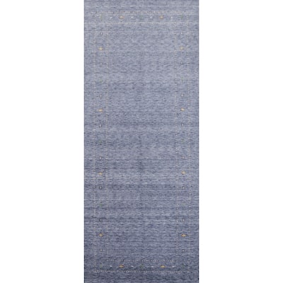 Hand Knotted Oriental 100% Wool Carpet Tribal Animal Pictorial Purples Gabbeh Runner Rug - 12' 0'' X 4' 3''