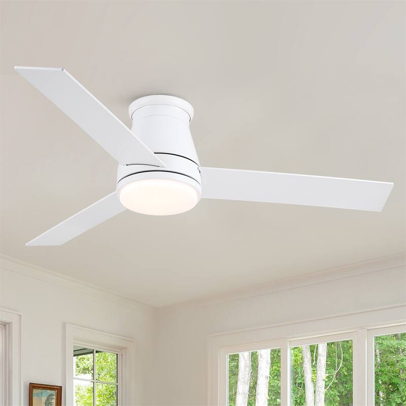48" Black Lowe Profile Ceiling Fan with Light - White