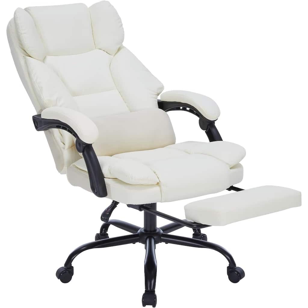 Office Chair with Foot Rest, Executive Office Chair with Arms, Reclining Computer Chair with Wheels and Lumbar Support