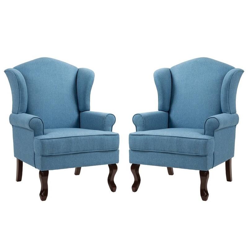 2 Set Modern Upholstery Wingback Accent Chair