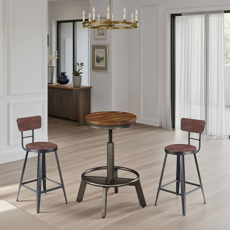 Jin Swivel Counter Height Stool Set of 2, Dining Adjustable, Brown