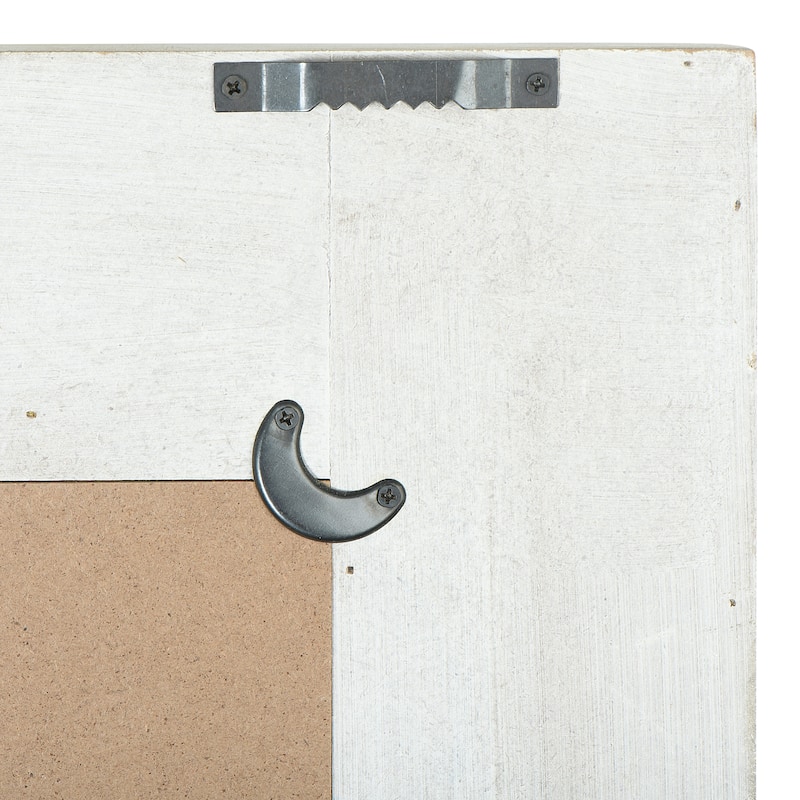 Rectangle Wall Mirror with Rattan Detail, White Wash - White Washed