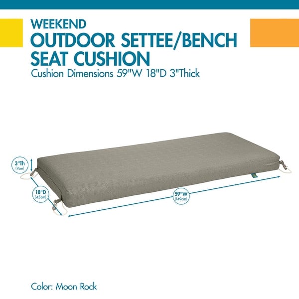 Moon Rock Duck Covers Weekend Water-Resistant 42 x 18 x 3 Inch Outdoor Bench Cushion