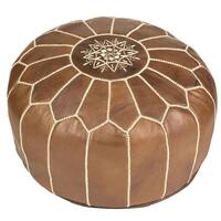 Handmade Leather Pouf Ottoman (Morocco)