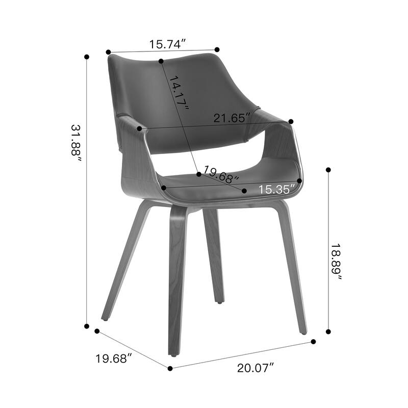 Set of 2 Beasley Black Faux Leather Dining Chair with Walnut Wood Legs