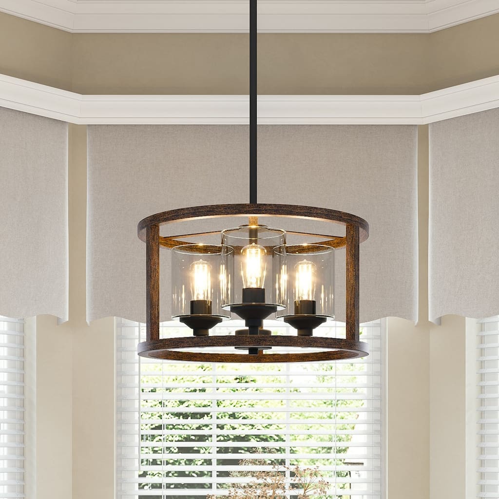 Acroma Kwong 3-Light drum chandelier Farmhouse Pendant Light for Kitchen Island