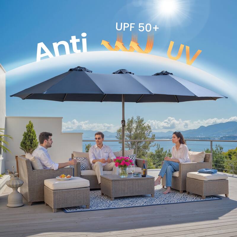 ​OVIOS 15ft Double Side Patio Umbrella Extra Large with Crank
